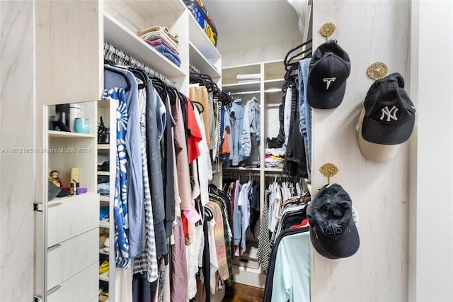 spacious closet featuring hardwood / wood-style floors