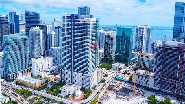 property's view of city featuring a water view