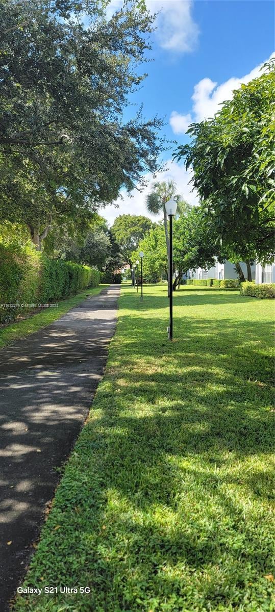 view of home's community with a lawn