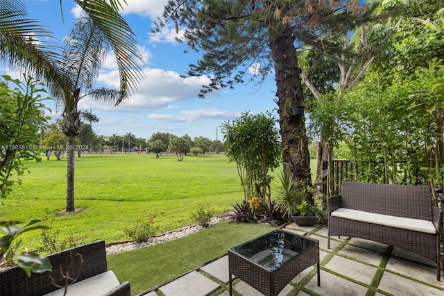 view of yard with a patio area