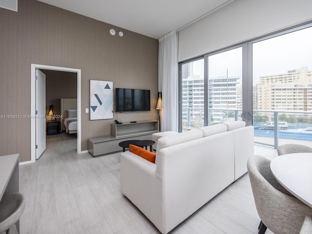 living room featuring light hardwood / wood-style flooring