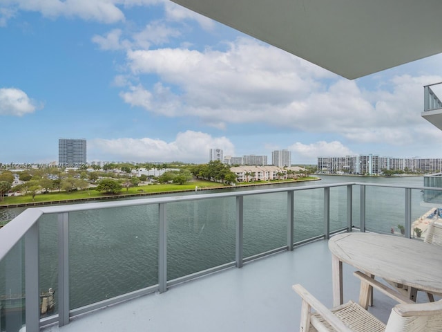 balcony with a water view