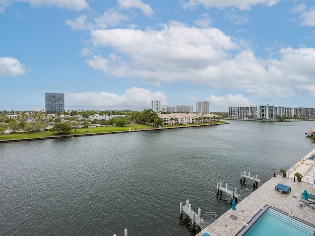 water view with a dock