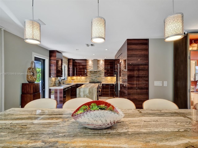 dining space with sink