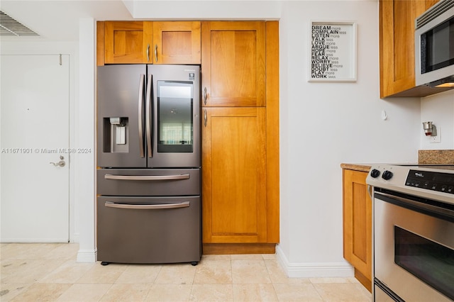 kitchen with appliances with stainless steel finishes