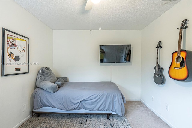 2913 Myrtle Oak Cir, Davie, FL 33328 - bedroom with a textured ceiling, carpet floors, and a ceiling fan