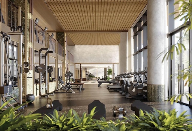 exercise room with a wealth of natural light