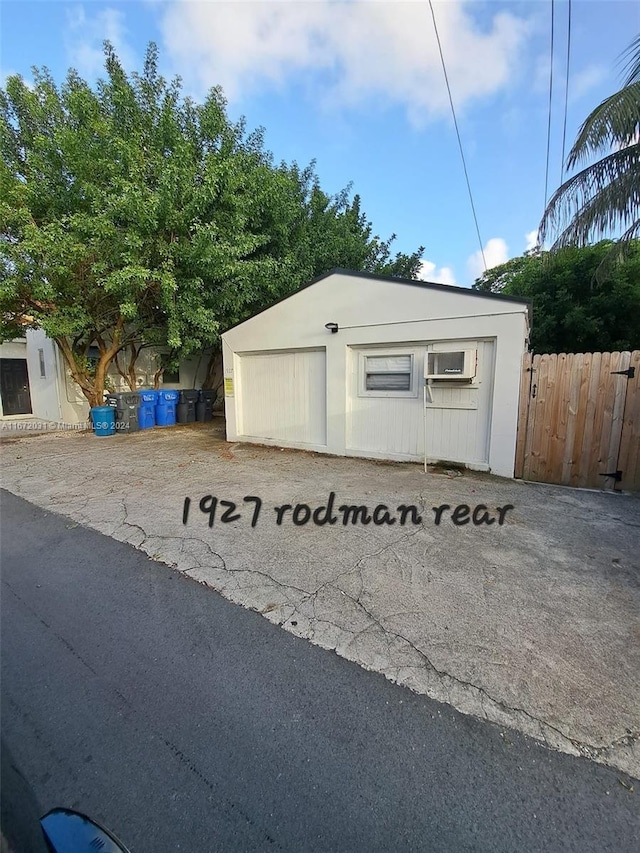 exterior space with a garage