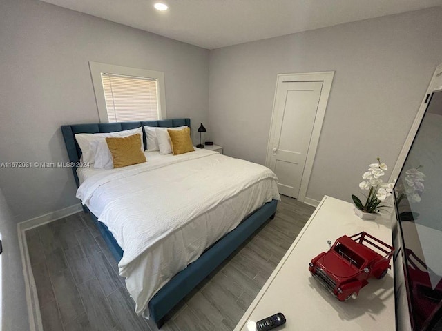 bedroom featuring dark wood-type flooring