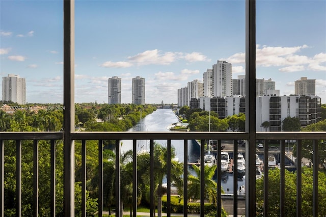 balcony with a water view