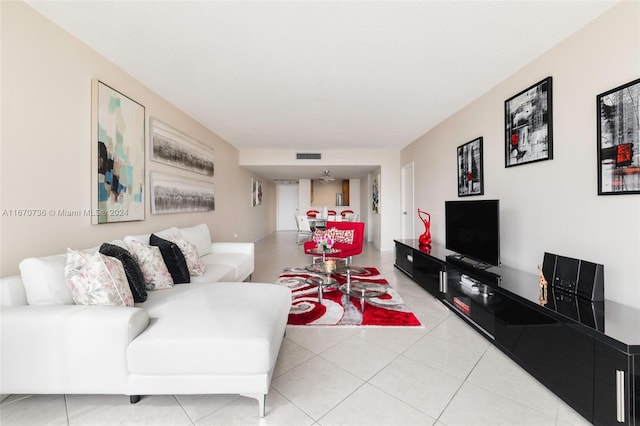 view of tiled living room