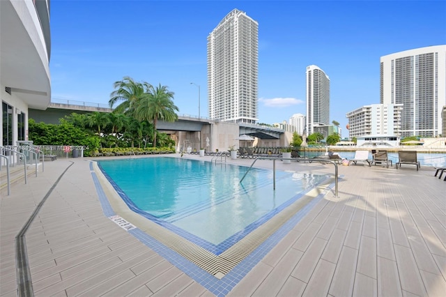 view of pool with a patio area