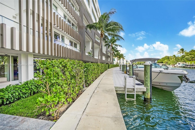 dock area featuring a water view