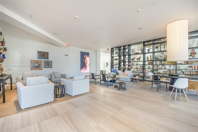 living room with light hardwood / wood-style floors