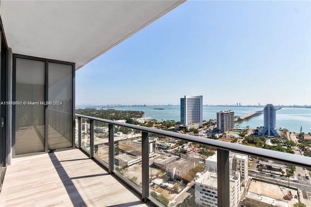 balcony with a water view