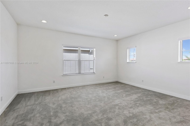 unfurnished room with light carpet