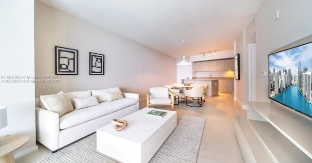 4111 S Ocean Dr Unit 3007, Hollywood, FL 33019 - living area with rail lighting and light tile patterned floors