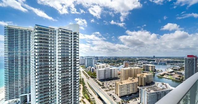 property's view of city with a water view