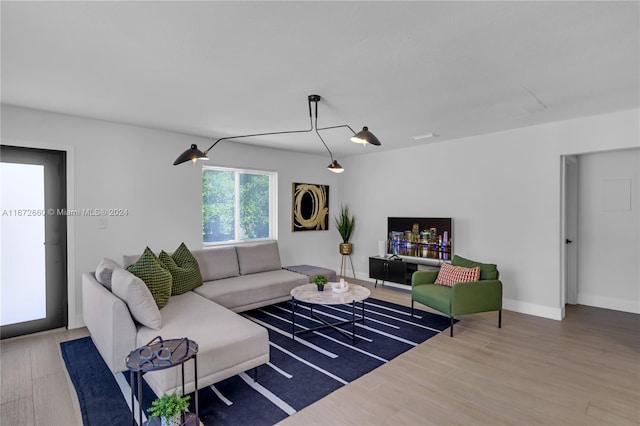 living room with hardwood / wood-style floors