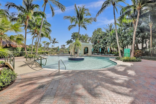 view of pool featuring a patio