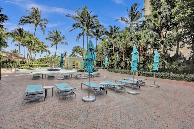 view of patio with a community pool