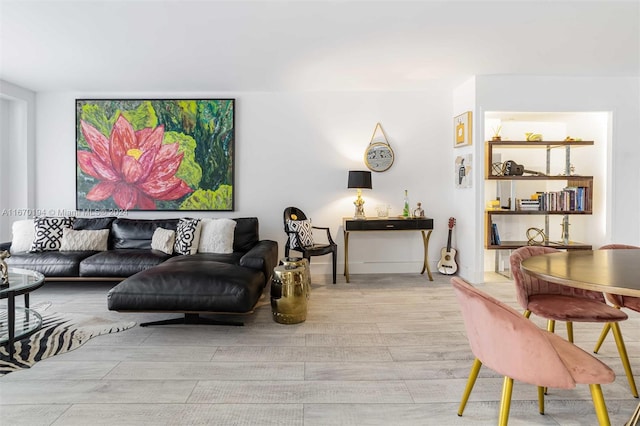 living room featuring light wood-type flooring