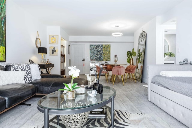 living room featuring light hardwood / wood-style floors