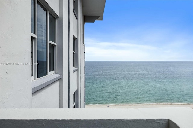 view of water feature featuring a view of the beach