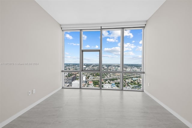 spare room with plenty of natural light and expansive windows