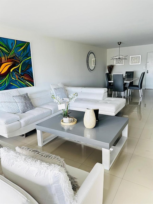 view of tiled living room