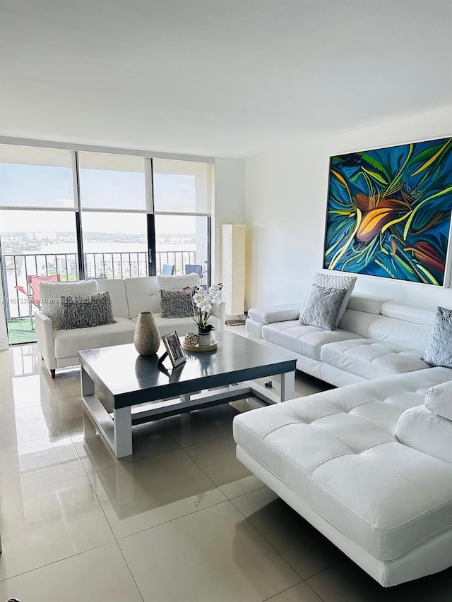 view of tiled living room