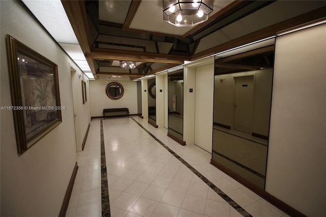 hallway featuring light tile patterned flooring