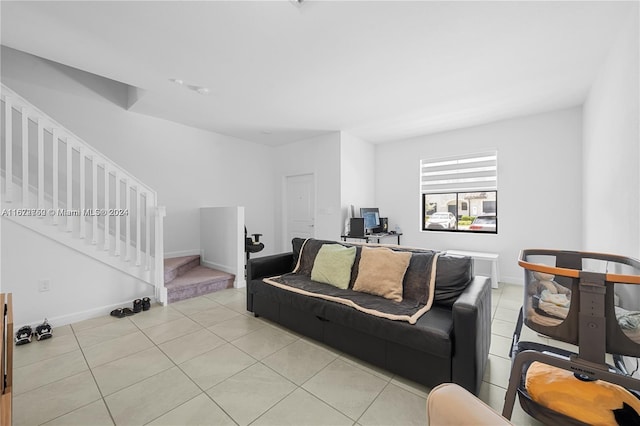 view of tiled living room