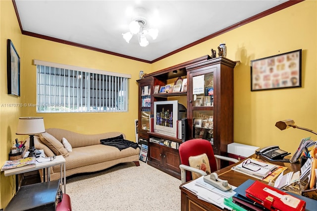 office featuring ornamental molding