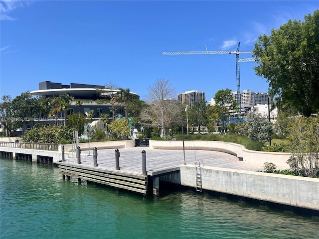 view of dock featuring a water view