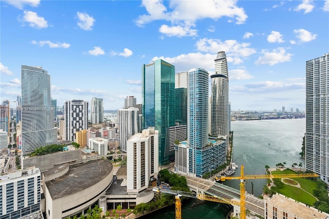 view of city with a water view