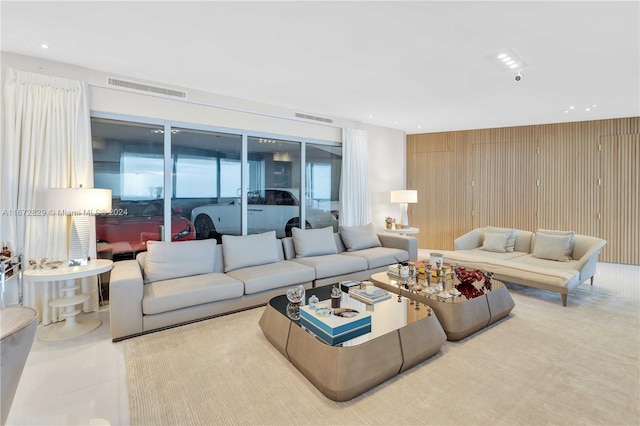 living area featuring recessed lighting