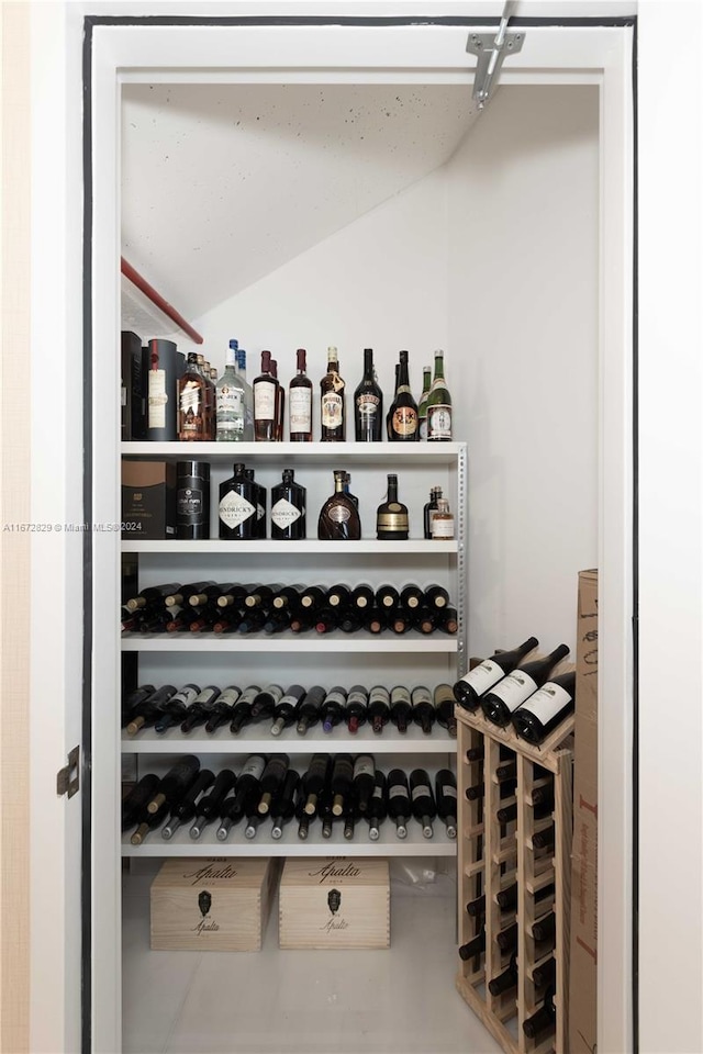 wine room with concrete flooring