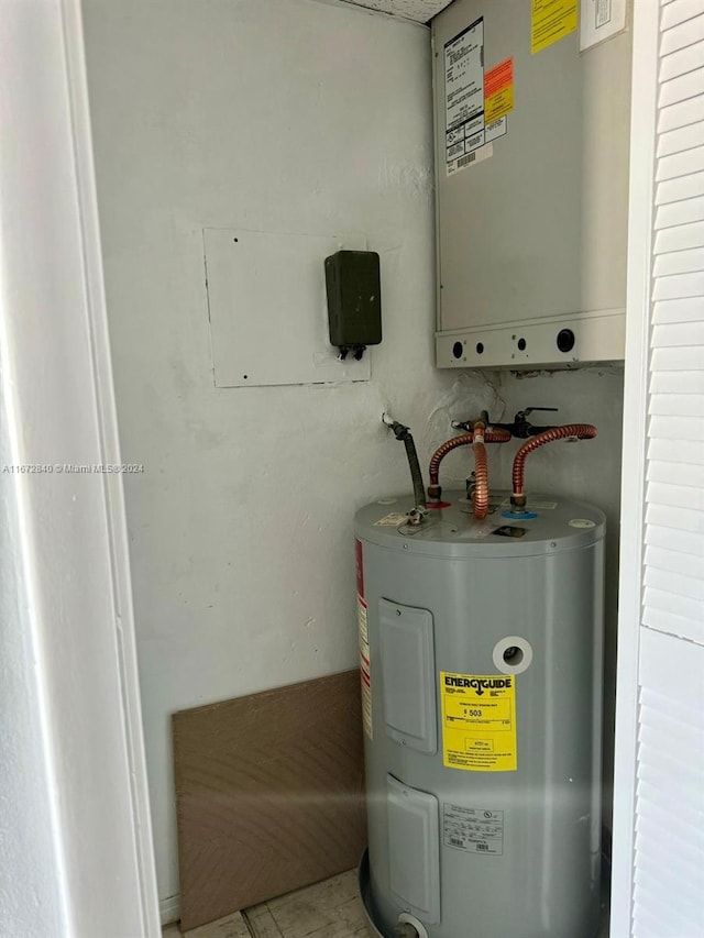 utility room featuring water heater