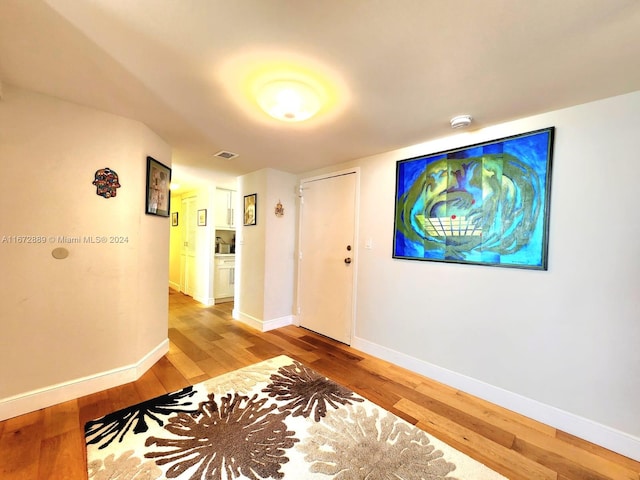 hallway featuring wood-type flooring