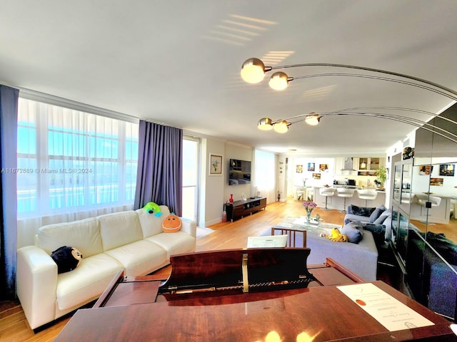 living room with light wood-type flooring