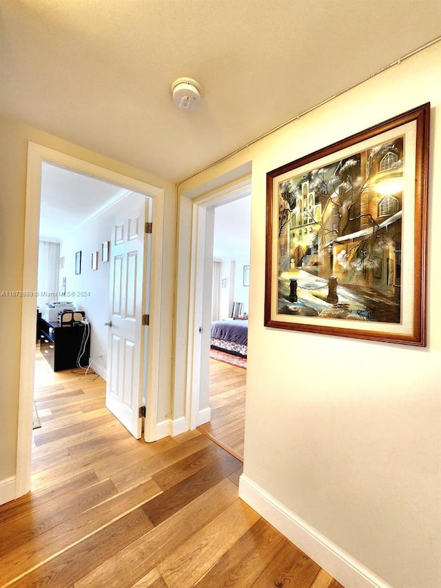 hallway with wood-type flooring