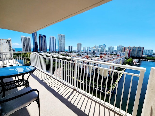 balcony with a water view