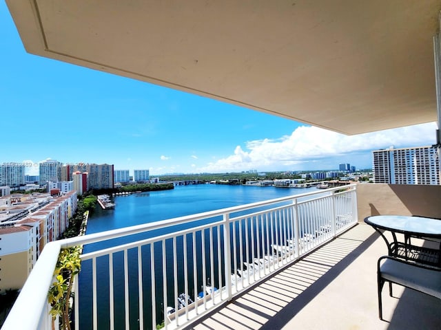 balcony with a water view