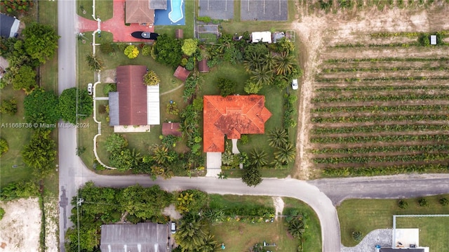 aerial view featuring a rural view