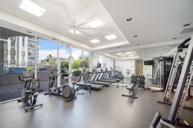 8855 Collins Ave Unit 2D, Surfside, FL 33154 - workout area featuring a raised ceiling