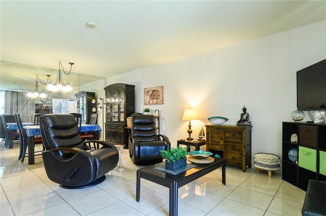 view of tiled living room