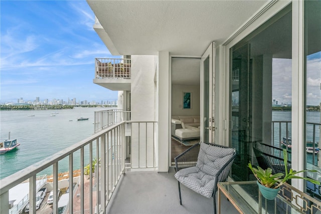 balcony with a water view