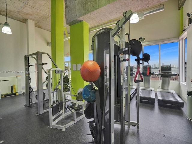 exercise room with plenty of natural light