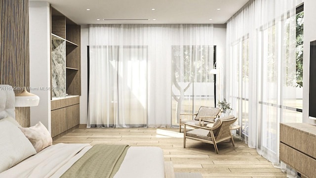 bedroom featuring light hardwood / wood-style floors